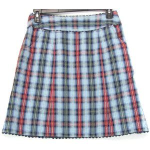 SALE!  Plaid Blue Red Midi Knee Skirt